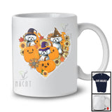 Witch Bichon Frise Heart Sunflowers; Amazing Halloween Thanksgiving Fall Leaves T-Shirt