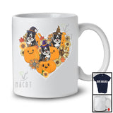 Witch Border Collie Heart Sunflowers; Amazing Halloween Thanksgiving Fall Leaves T-Shirt