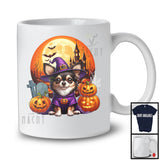 Witch Chihuahua With Pumpkins Moon, Happy Halloween Costume, Matching Family Group T-Shirt