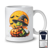 Witch Dinosaur Holding Carved Pumpkin; Horror Halloween Moon T-Rex Lover; Family Group T-Shirt