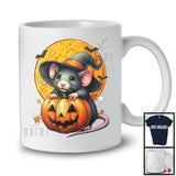 Witch Rat With Pumpkin Scary Moon; Creepy Halloween Costume Animal; Family Group T-Shirt