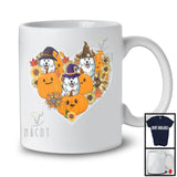 Witch Samoyed Heart Sunflowers; Amazing Halloween Thanksgiving Fall Leaves T-Shirt