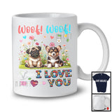 Woof Woof Means I Love You, Adorable Dogs Owner Lover Flowers, Matching Farmer Lover T-Shirt