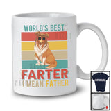World's Best Farter I Mean Father, Sarcastic Father's Day Sheltie Sunglasses, Vintage Retro T-Shirt