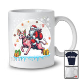 X-mas Santa On Reindeer Sphynx, Lovely Christmas Santa Snow Around, Animal Lover T-Shirt