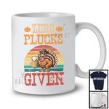 Zero Plucks Given, Sarcastic Thanksgiving Turkey Sunglasses Drinking Beer, Vintage Retro Drunker T-Shirt