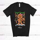 MacnyStore - Personalized Custom Name Gingerbread Eating Pizza; Lovely Christmas Lunch Lady Chef Baker T-Shirt