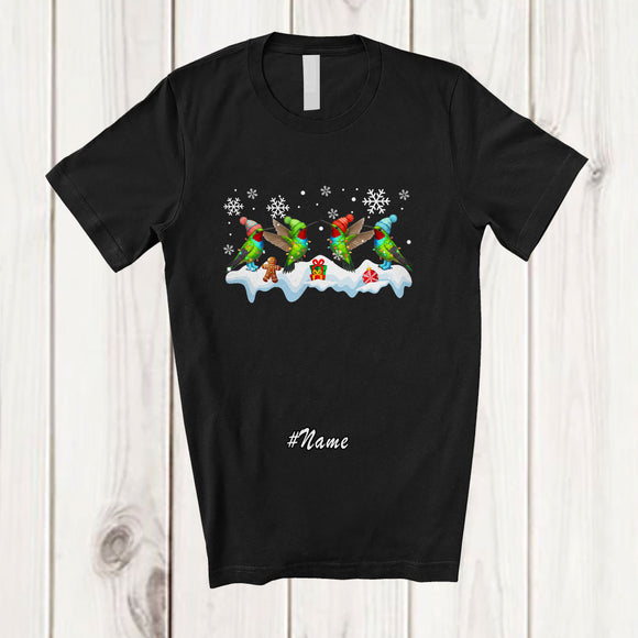 MacnyStore - Personalized Custom Name Four X-mas Hummingbird; Adorable Christmas Lights Bird Animal T-Shirt