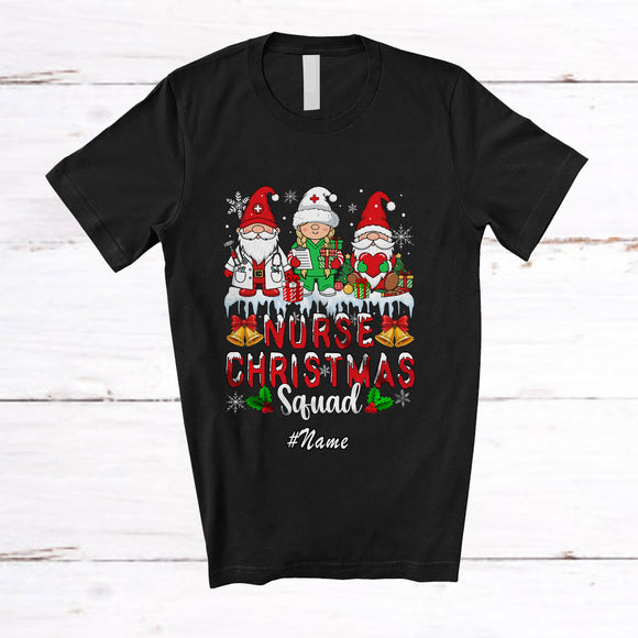 MacnyStore - Personalized Custom Name Nurse Christmas Squad; Lovely Christmas Gnomes Nurse Nursing T-Shirt