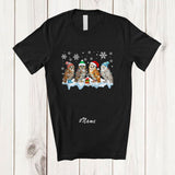 MacnyStore - Personalized Custom Name Four X-mas Owl; Adorable Christmas Lights Owl Bird Animal T-Shirt