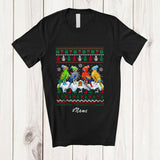 MacnyStore - Personalized Custom Name Four X-mas Parrot; Adorable Christmas Lights Sweater Bird Animal T-Shirt