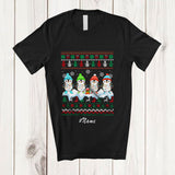 MacnyStore - Personalized Custom Name Four X-mas Penguin; Adorable Christmas Lights Sweater Bird Animal T-Shirt