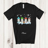 MacnyStore - Personalized Custom Name Four X-mas Penguin; Adorable Christmas Lights Penguin Bird Animal T-Shirt