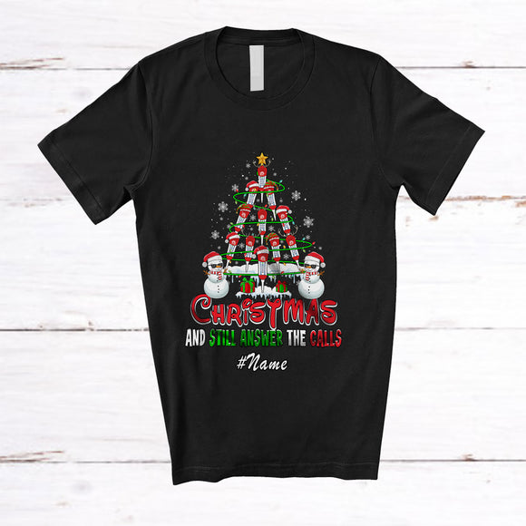 MacnyStore - Personalized Custom Name Christmas Answer The Calls; Humorous EMT CNA Nurse Medical Trees T-Shirt