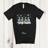 MacnyStore - Personalized Custom Name Four X-mas Pigeon; Adorable Christmas Lights Pigeon Bird Animal T-Shirt