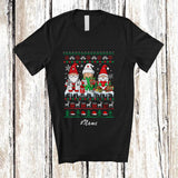 MacnyStore - Personalized Custom Name Three Gnomes Nurse Squad; Amazing Christmas Sweater Elf Nurse T-Shirt