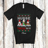 MacnyStore - Personalized Custom Name Nurse Christmas Squad; Amazing Sweater Three Gnomes Elf Nurse T-Shirt