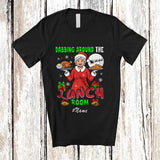 MacnyStore - Personalized Custom Name Dabbing Around Lunch Room; Joyful Christmas Lunch Lady X-mas Tree T-Shirt