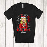 MacnyStore - Personalized Custom Name Girl Who Loves Christmas; Lovely Santa Girl Women Drink Coffee Groovy T-Shirt