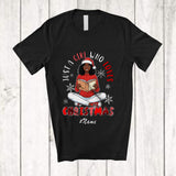 MacnyStore - Personalized Custom Name Girl Who Loves Christmas; Lovely Santa Afro Women Reading Book Groovy T-Shirt