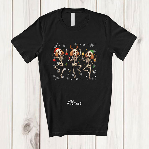 MacnyStore - Personalized Custom Name Three Dancing Skeleton Cockapoo Owner; Amazing Christmas Family T-Shirt