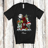 MacnyStore - Personalized Custom Name Three Plaid Santa Elf Bartender Tools; Proud Christmas Tree Jobs T-Shirt