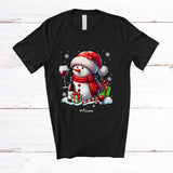 MacnyStore - Personalized Custom Name Snowman Drinking Wine; Joyful Christmas Santa Snowman; Drunker T-Shirt
