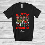 MacnyStore - Personalized Custom Name All Of Otter Reindeer; Lovely Christmas Lights Santa Otter Squad T-Shirt