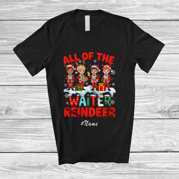 MacnyStore - Personalized Custom Name All Of Waiter Reindeer; Lovely Christmas Lights Santa Waiter Squad T-Shirt