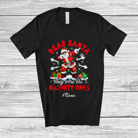 MacnyStore - Personalized Custom Name They Are Naughty Ones; Joyful Christmas Dabbing Santa Naughty Everywhere T-Shirt