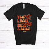 MacnyStore - Personalized Custom Name I Can Drive A Stick; Creepy Halloween Plaid Broom Witch; Family T-Shirt