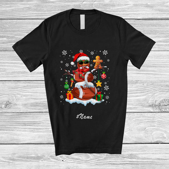 MacnyStore - Personalized Custom Name Football Snowman Santa Snow; Amazing Christmas Sport Player Team T-Shirt