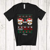 MacnyStore - Personalized Custom Name Merry Woofmas; Lovely Christmas Sweater Santa Corgi Face Owner T-Shirt