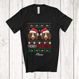 MacnyStore - Personalized Custom Name Merry Woofmas; Lovely Christmas Sweater Santa Dachshund Face Owner T-Shirt