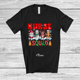 MacnyStore - Personalized Custom Name Nurse Squad; Adorable Christmas Gnome Snowman Reindeer Gingerbread T-Shirt