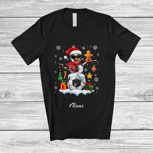 MacnyStore - Personalized Custom Name Soccer Snowman Santa Snow; Amazing Christmas Sport Player Team T-Shirt