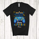 MacnyStore - Personalized Custom Name Happy Hanukkah; Joyful Chanukah Game Controller; Boys Men Gamer T-Shirt