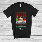 MacnyStore - Personalized Custom Name Squeaking Around Christmas Tree; Lovely Sweater Santa Reindeer Hamster T-Shirt