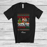 MacnyStore - Personalized Custom Name Squeaking Around Christmas Tree; Lovely Sweater Santa Reindeer Squirrel T-Shirt