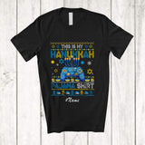 MacnyStore - Personalized Custom Name My Hanukkah Pajama Shirt; Joyful Sweater Game Controller Gamer T-Shirt