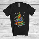 MacnyStore - Personalized Custom Name T-Rex Collection Dinosaur Christmas Tree; Awesome X-mas Snow Family T-Shirt