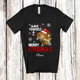 MacnyStore - Personalized Custom Name Have A Merry Fishmas; Humorous Christmas Santa Grouper Fish Fishing T-Shirt