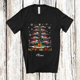 MacnyStore - Personalized Custom Name Merry Christmas; Amazing X-mas Tree Santa Sockeye Salmon Fish Fishing T-Shirt