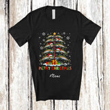 MacnyStore - Personalized Custom Name Merry Christmas; Amazing X-mas Tree Lights Santa Trout Fish Fishing T-Shirt