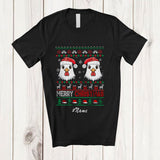 MacnyStore - Personalized Custom Name Merry Christmas; Adorable Sweater Santa Chicken Face; Farming Farmer T-Shirt