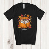 MacnyStore - Personalized Custom Name Corgi In Pumpkin; Adorable Thanksgiving Fall Leaves; Family T-Shirt