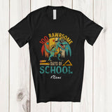 MacnyStore - Personalized Custom Name Vintage Retro 100 Rawrsome Days Of School; Lovely Boys T-Rex Dinosaur T-Shirt