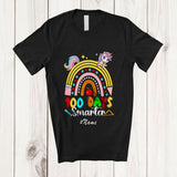 MacnyStore - Personalized Custom Name 100 Days Smarter; Lovely 100th Day Of School Unicorn Girls Rainbow T-Shirt