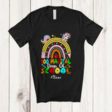 MacnyStore - Personalized Custom Name 100 Magical Days Of School; Lovely 100th Day Unicorn Girls Rainbow T-Shirt