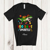 MacnyStore - Personalized Custom Name 100 Days Smarter; Lovely 100th Day Of School T-Rex Boys Dinosaur T-Shirt